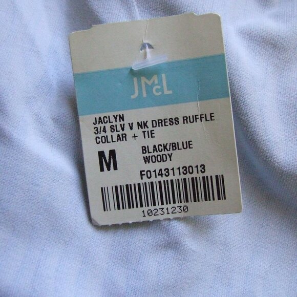 J McLaughlin dress Jaclyn black blue bow tie detail fairy feminine ruffle new - Picture 13 of 16